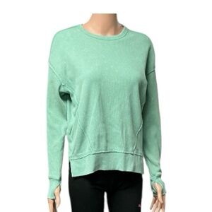 Seven7 - EC - Aqua Long Sleeve Waffle Knit Top
